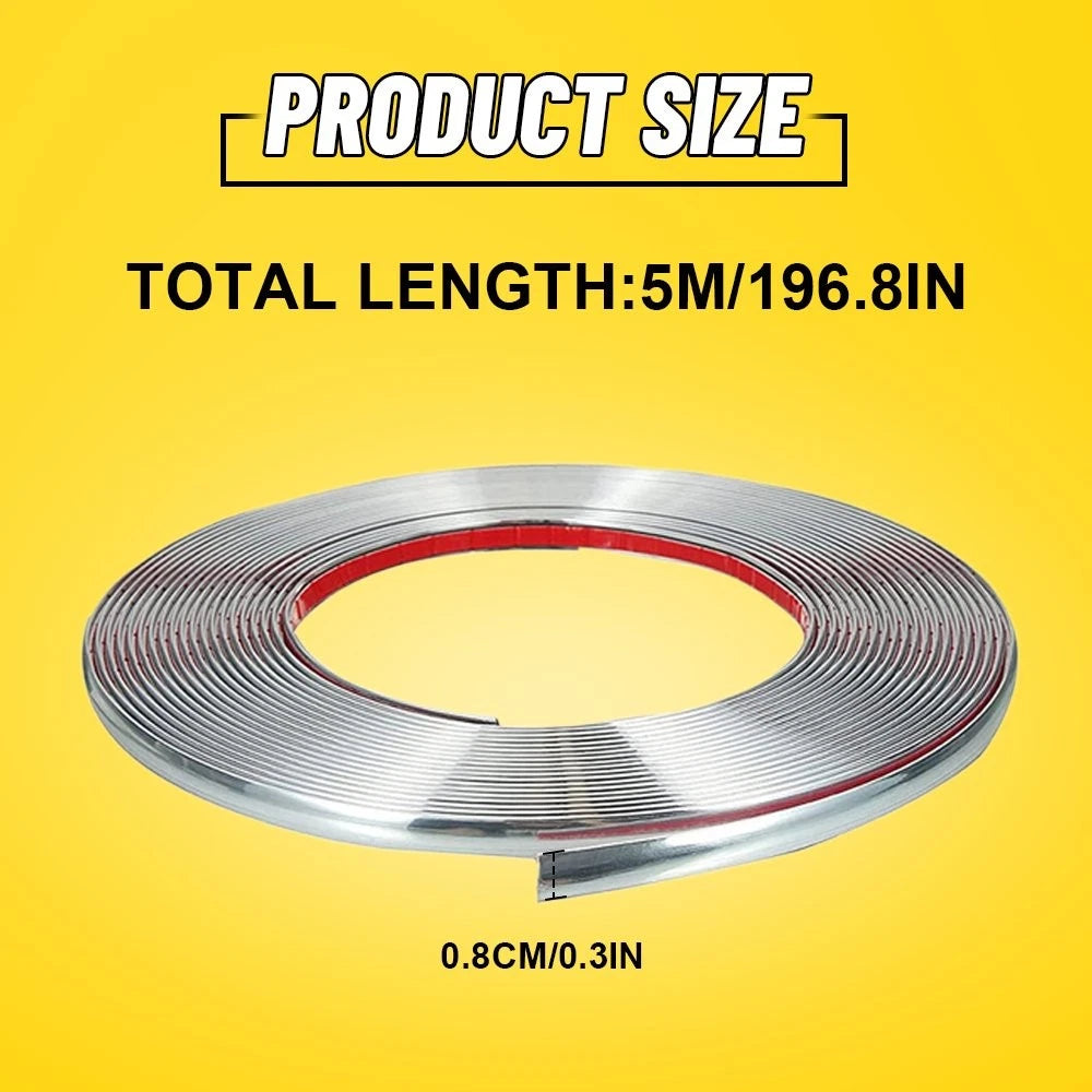 5M Chrome Door Window Guard Trim Protector Strip for Universal Vehicles (N/A)