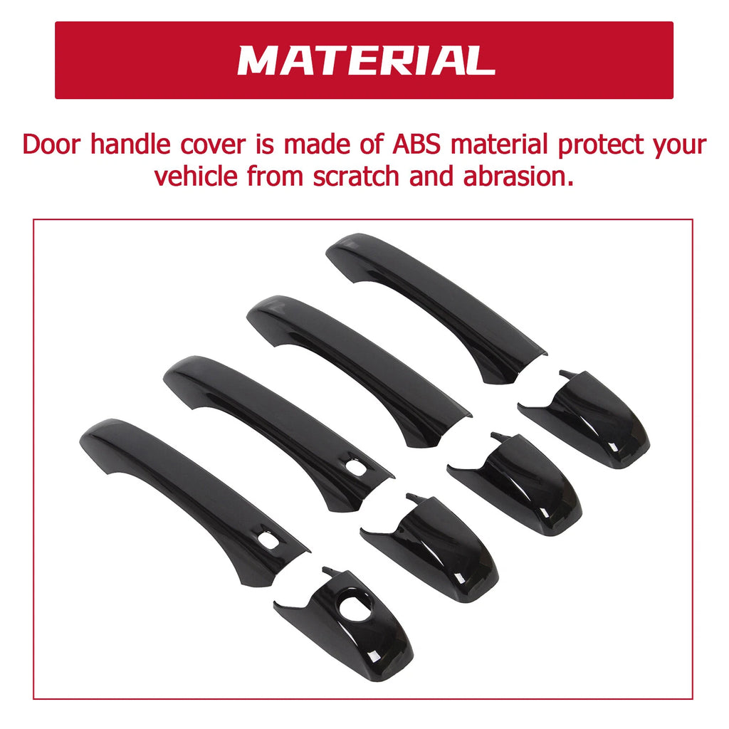 4X Exterior Door Handle Trim Cover for Jeep Grand Cherokee (2011–2019) Black