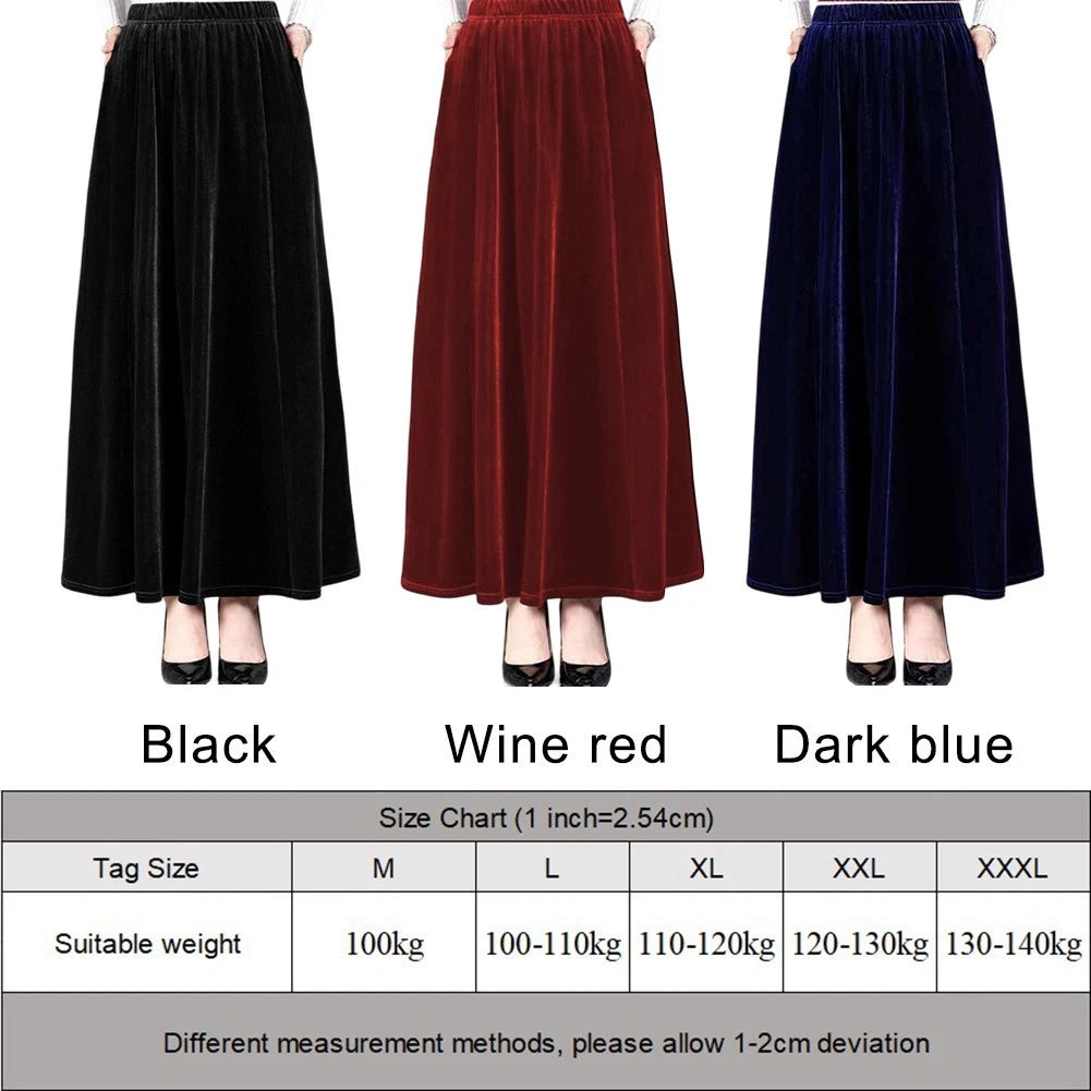 Set of 4 Casual Velvet High Waist A-Line Skirts for Women