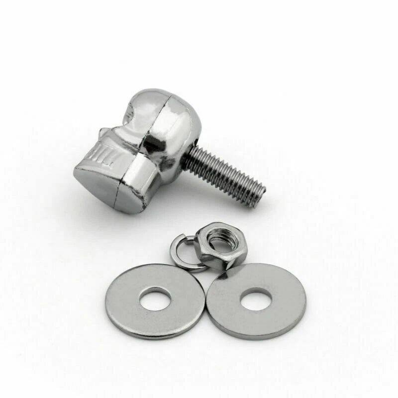 2X Chrome Skull Frame License Plate Screws for Universal Motorcycle