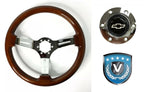 Chrome Slotted Steering Wheel 14 Inch with Silver Bowtie for Chevy (2000–2024)