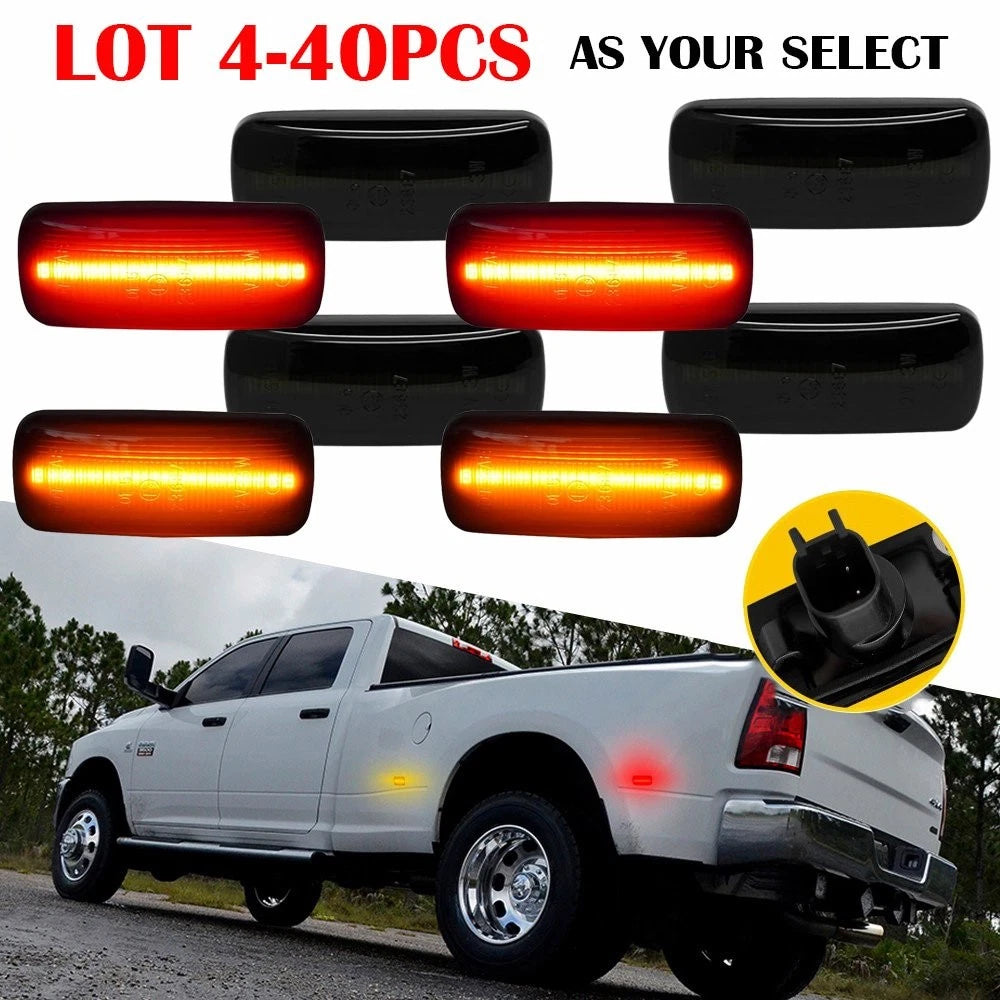 Set of 4 Amber Red Side Marker Lights for Dodge RAM 2500HD 3500HD (2010–2018)