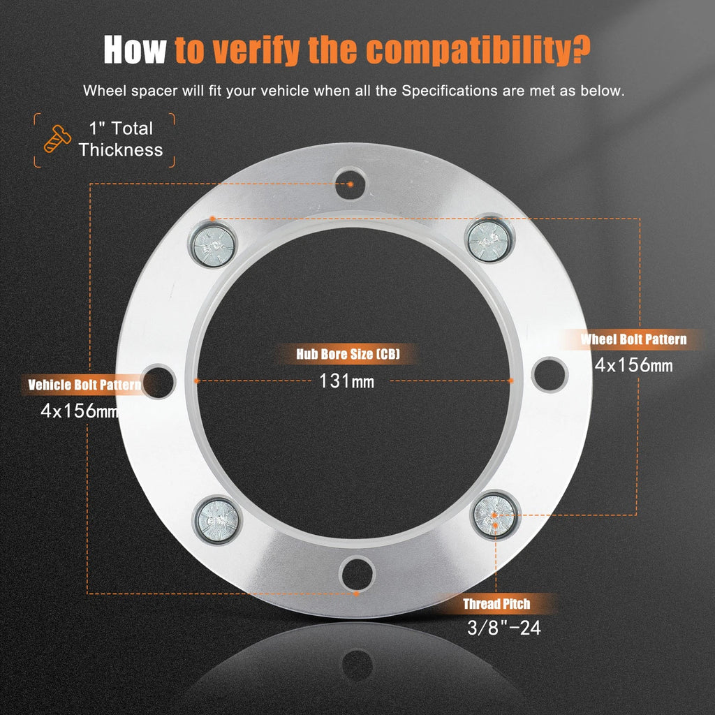 2X 1" Wheel Spacers for Polaris RZR XP 900 (2011-2014)