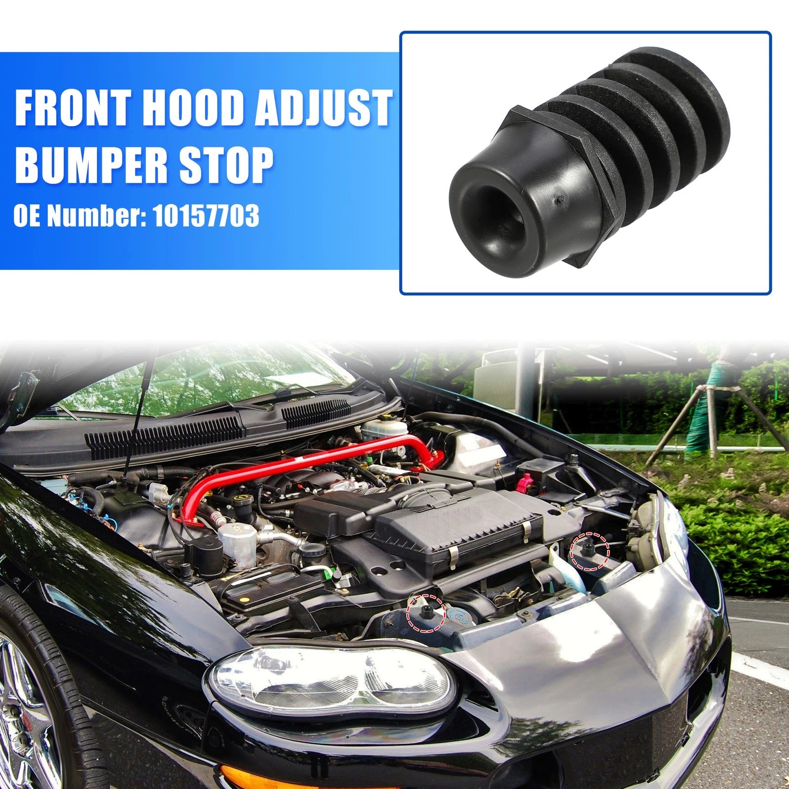 Front Hood Adjust Bumper Stop w/ Rubber Cap for Chevrolet Camaro (2010–2015)