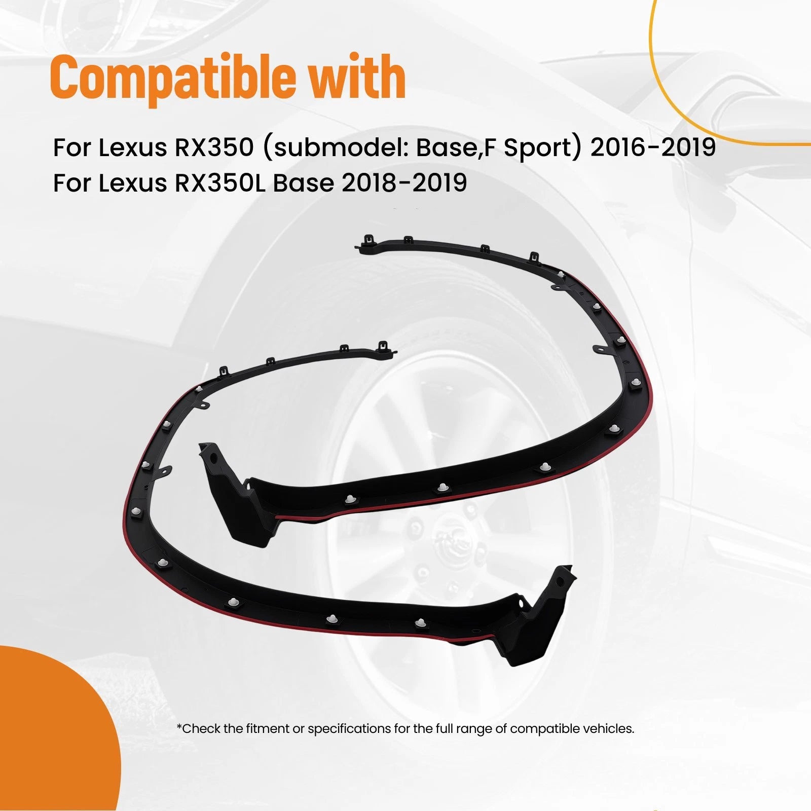 Front Left Fender Molding Kit for Lexus RX350 RX450h (2016–2019) 756020E080