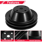 2X LWP Double-Groove Long Water Pump Pulley for Chevy SBC Small Block (1968–1986)
