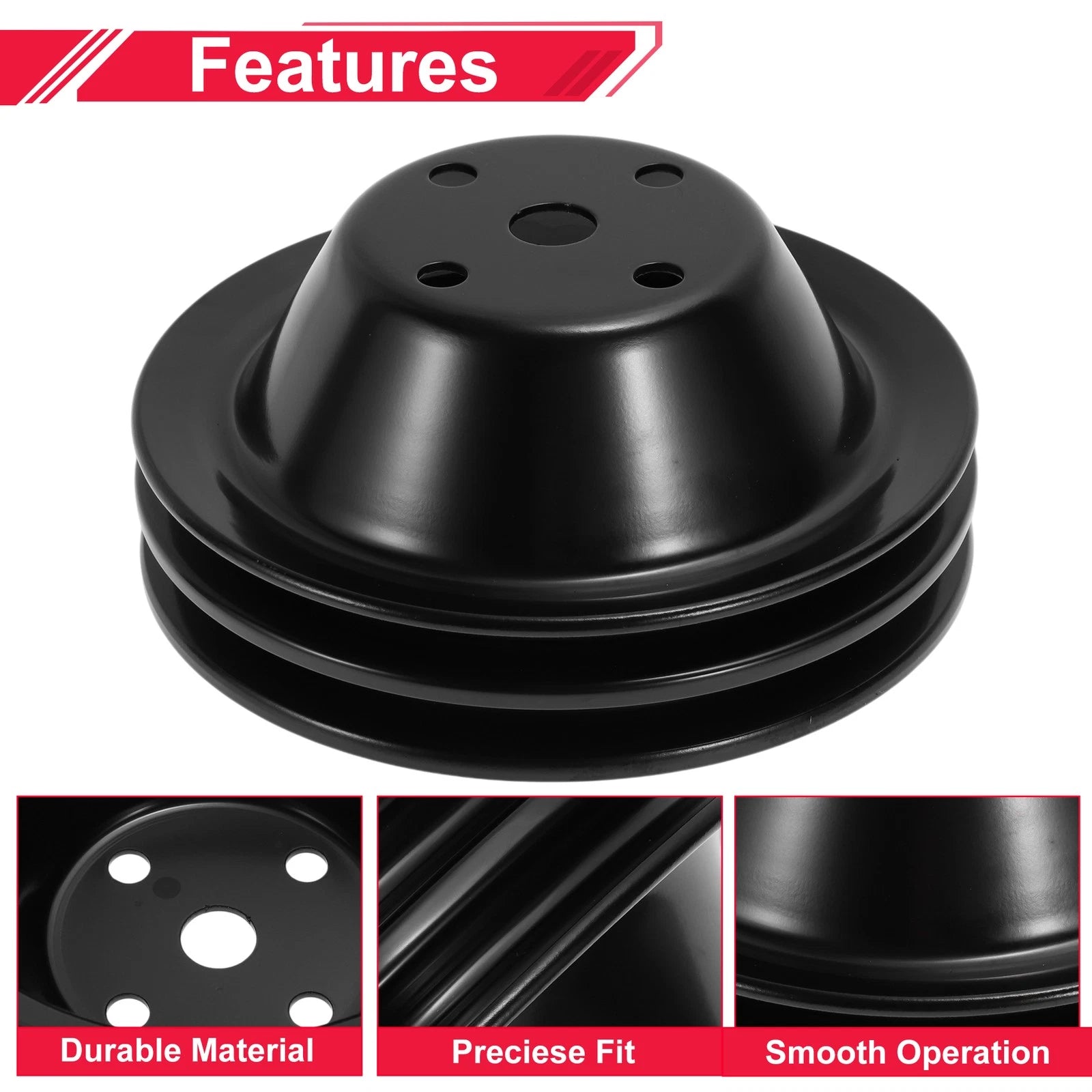 2X LWP Double-Groove Long Water Pump Pulley for Chevy SBC Small Block (1968–1986)