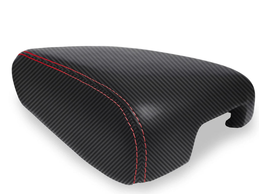 Console Lid Armrest Cover for Infiniti QX60 (2014–2020) Carbon Fiber Red Stitch