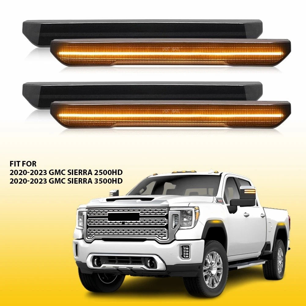 4X LED Front Rear Side Marker Amber Lights for GMC Sierra 2500 3500HD (2020–2023)