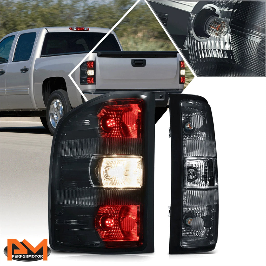 LED Tail Brake Stop Lights for Silverado/Sierra (2007–2014) - Black Housing Smoked Lens
