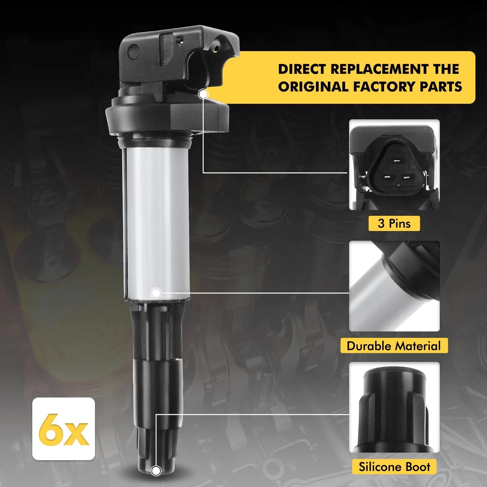 Set of 6 Ignition Coils & Iridium Spark Plugs for BMW 330Ci X3