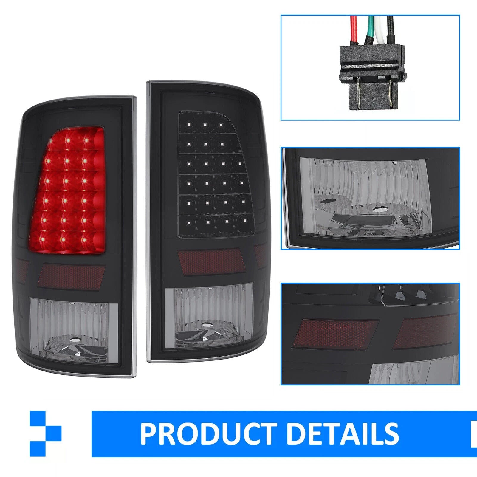 LED Black Tail Lights Brake Lamps for Dodge Ram 1500 2500 3500 (2009–2018)