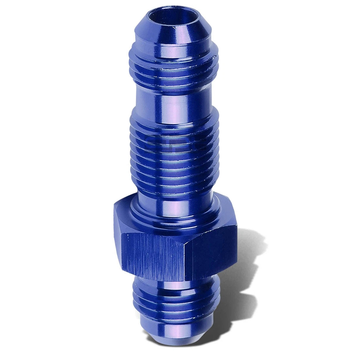 6AN AN-6 Male Thread Straight Bulkhead Flare Fitting - Blue Aluminum Anodized