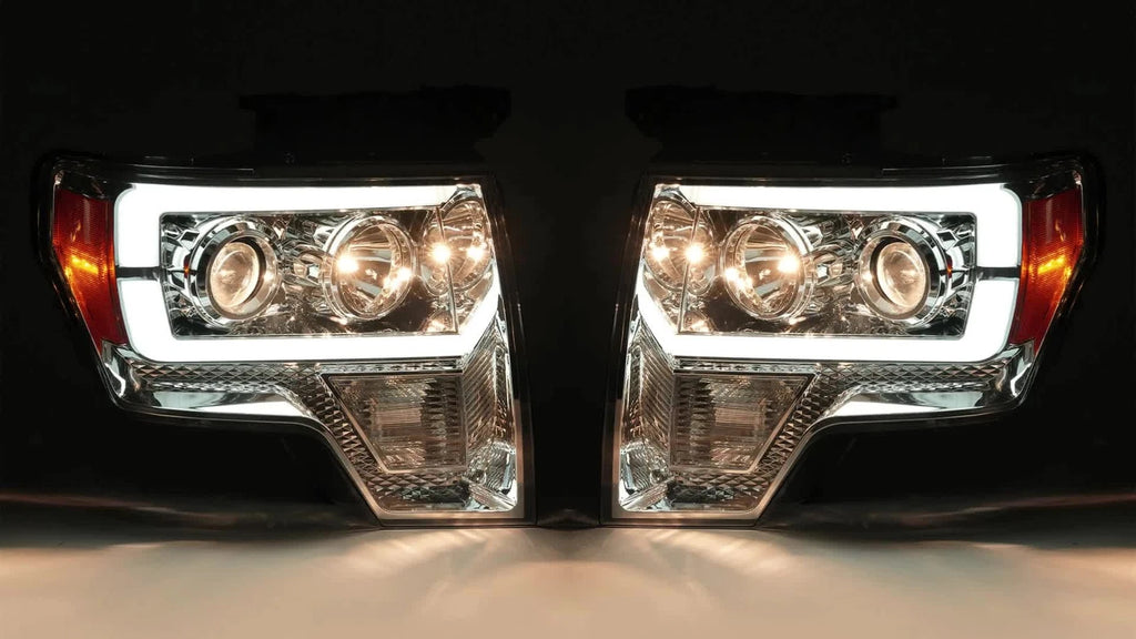 2X LED Tube DRL Projector Headlights for Ford F150 (2009–2014)