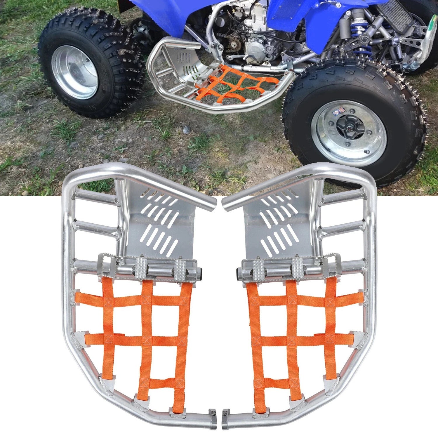 Silver Nerf Bars Peg Heel Guard for Honda TRX 450R 450ER Sportrax (All Years)