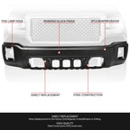 Front Bumper Face Bar for GMC Sierra 1500 (2014–2015) Black w/o Sensor Holes