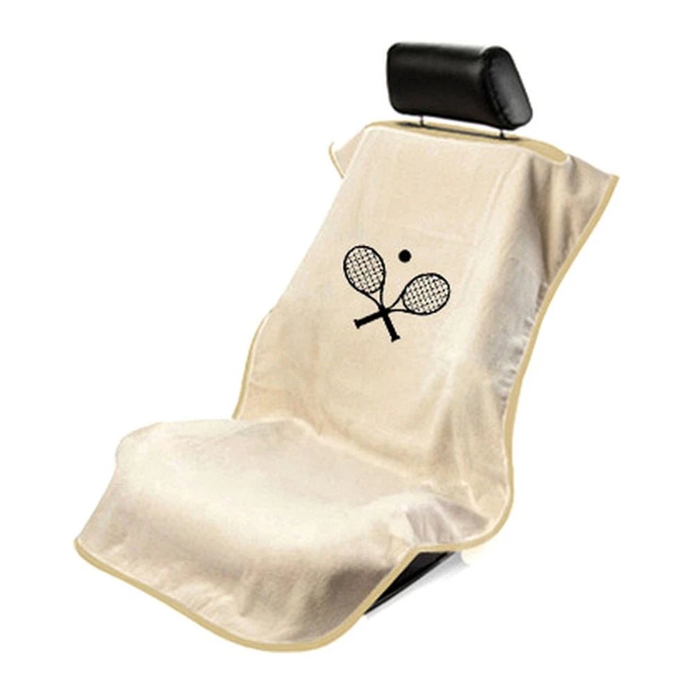 Seat Armour Tan Terry Cloth Seat Cover w/Tennis Racquet Logo - SAR164T