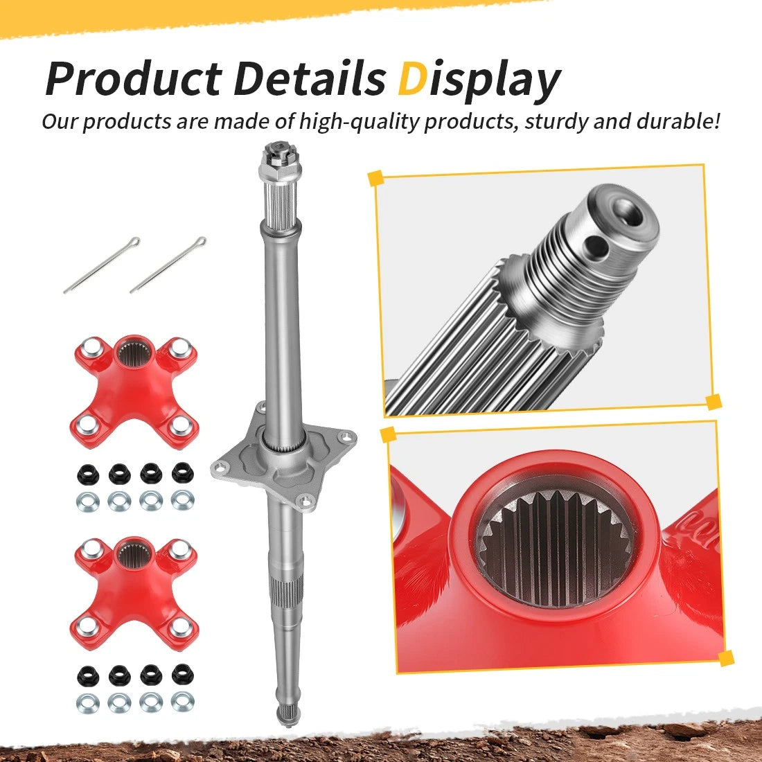 Rear Axle Shaft w/Red Wheel Hubs for Honda TRX400X (2009, 2012–2014)