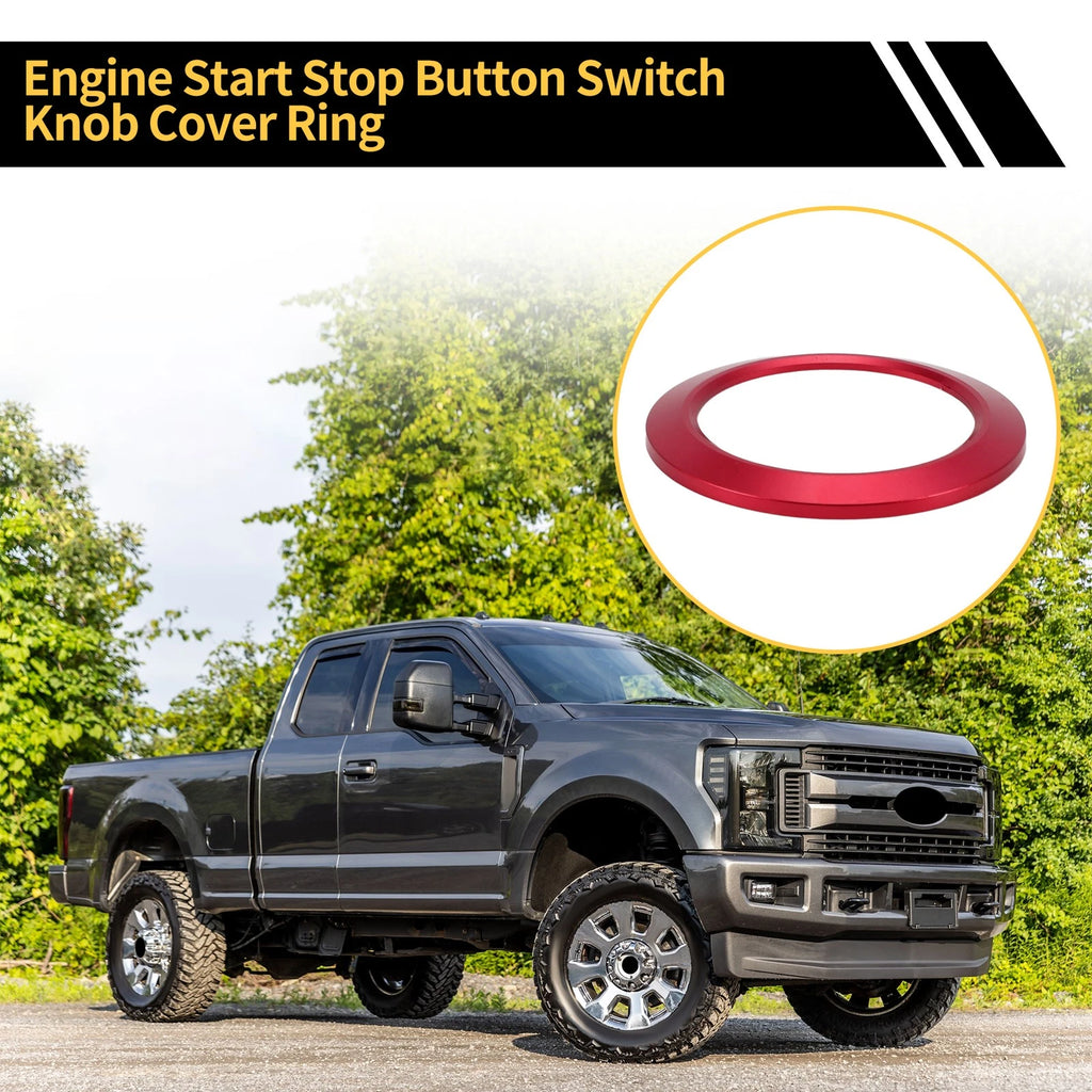 Engine Start Stop Button Switch Knob Cover Ring for Ford F-150 (2016–2021) Red