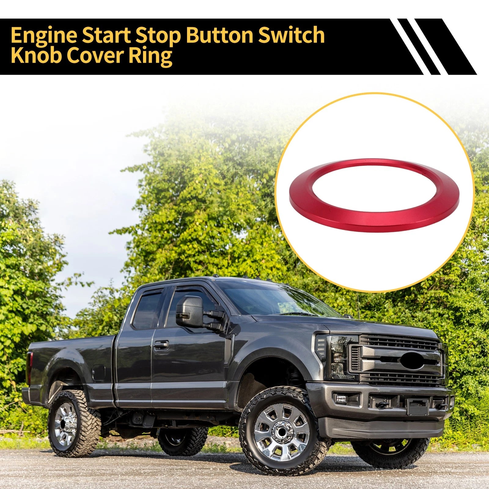 Engine Start Stop Button Switch Knob Cover Ring for Ford F-150 (2016–2021) Red