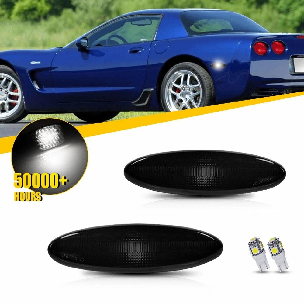 2X Smoked Side Marker Light Housing for Chevy Corvette C5 (1997–2004) w/T10 Bulb