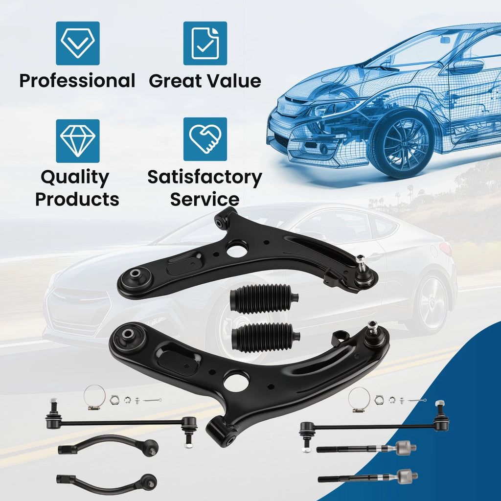Front Lower Control Arms Ball Joint Sway Bar Tie Rod for Hyundai Elantra (2011–2017)