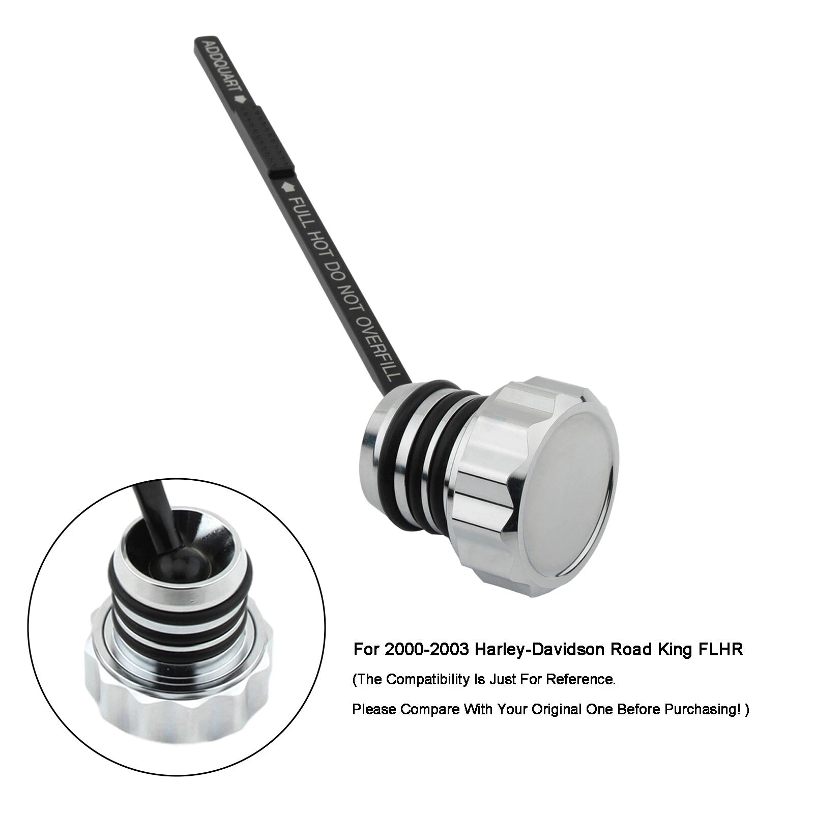 Oil Dipstick Tank Cap Plug for Harley Touring Road King Electra Glide (2000–2006)