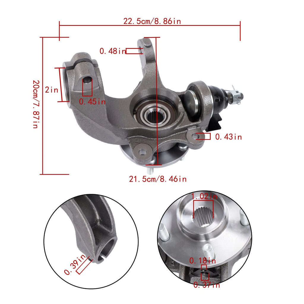 Set of 2 Front Steering Knuckles for Ford Transit Connect (2010–2013)