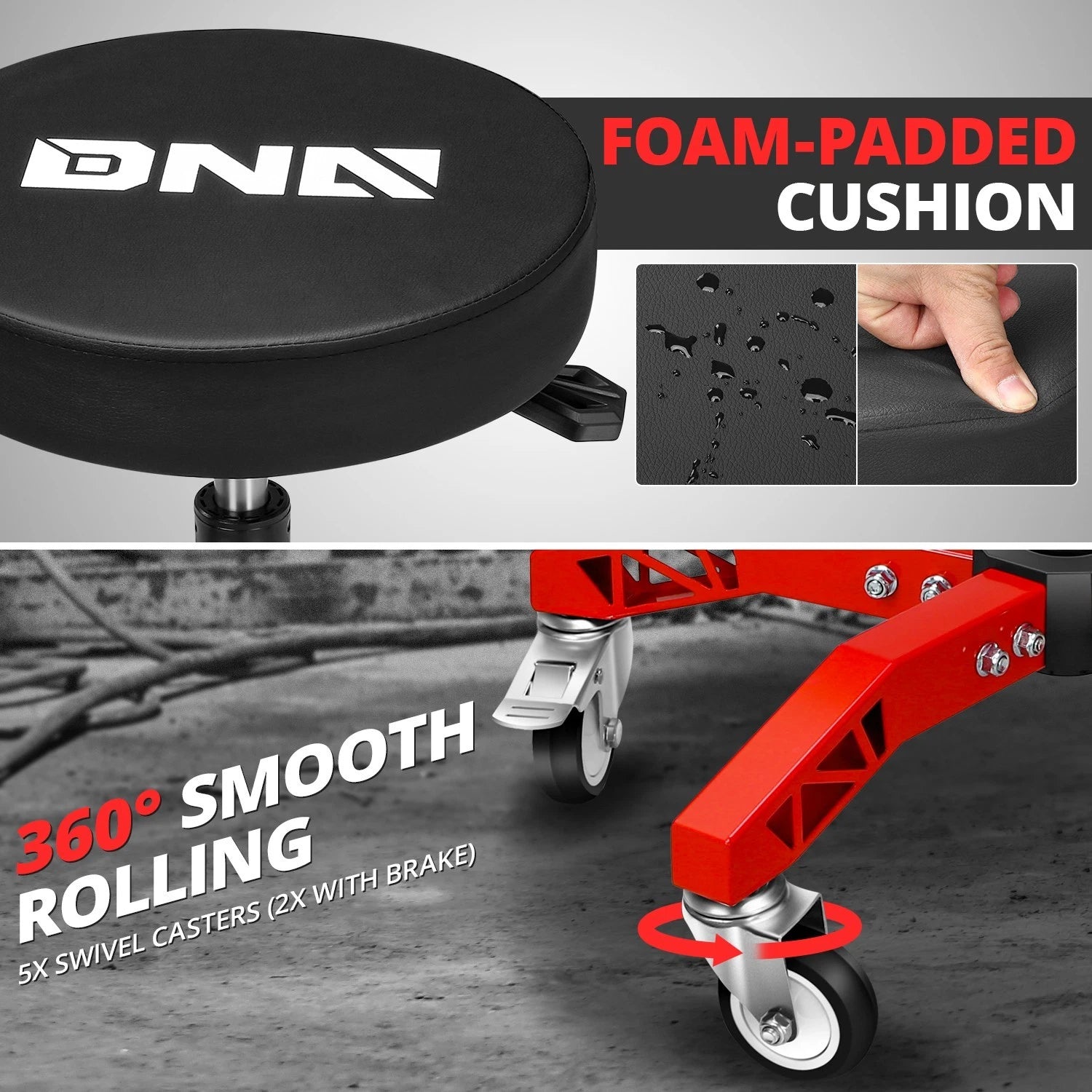 Adjustable Mechanics Roller Seat for (18.3"-23.5", 300lbs)