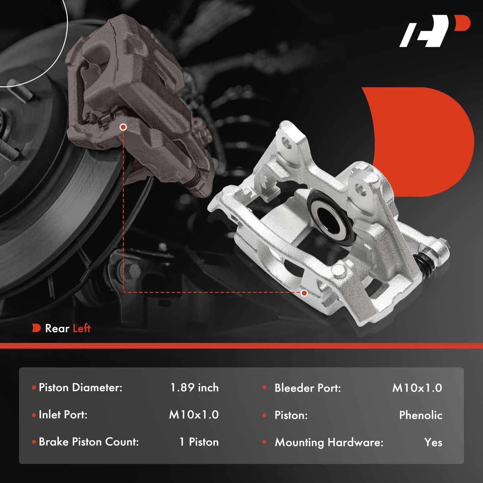 Rear Left Disc Brake Caliper for Jeep Wrangler JL (2018–2023)