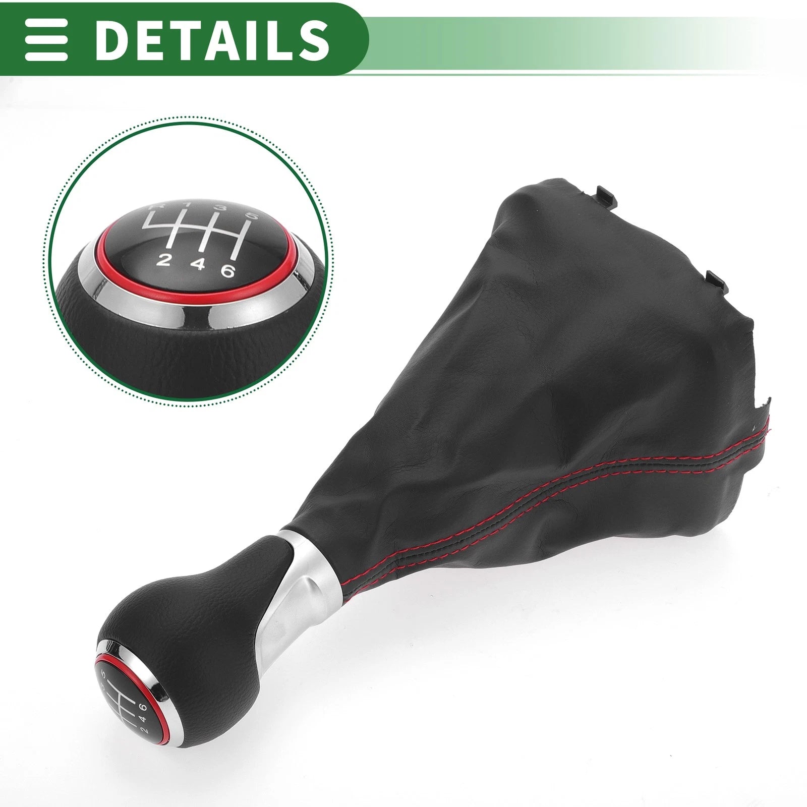 6 Speed Shift Knob with Cover for Audi A3 8P (2003–2013) Chrome Red Black