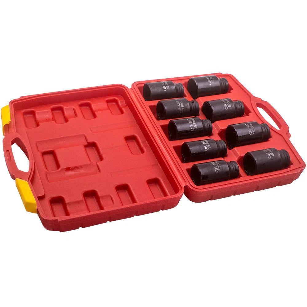 Set of 9 Deep Impact Sockets for Axle Hub Nut (Metric 29mm-38mm)