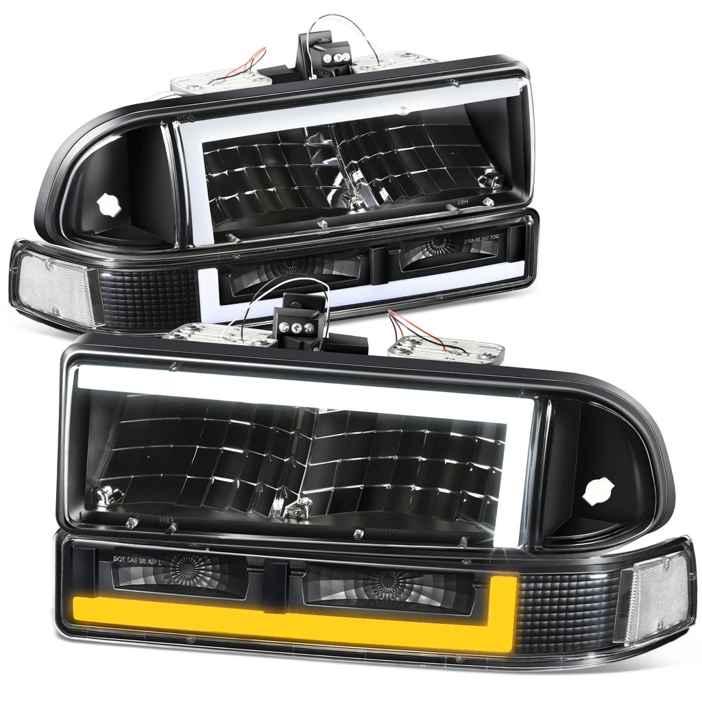 L-Shape LED DRL Switchback Headlights for Chevy Blazer/S10 (1998–2004)