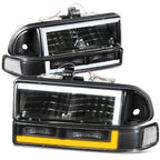 L-Shape LED DRL Switchback Headlights for Chevy Blazer/S10 (1998–2004)