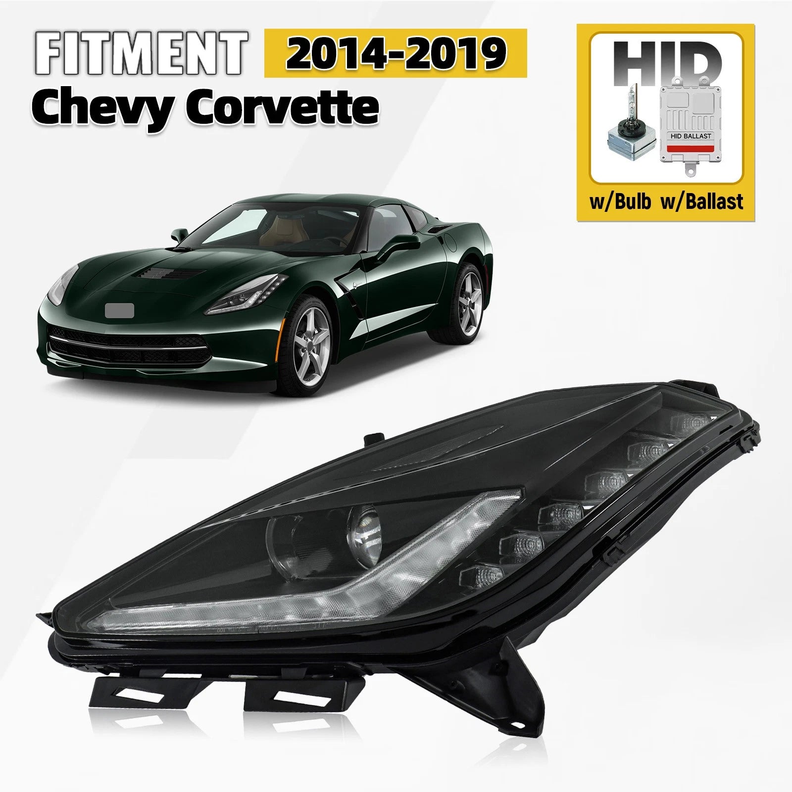 HID Xenon Headlight for Chevy Corvette (2014–2019) Driver Side w/Bulb & Ballast