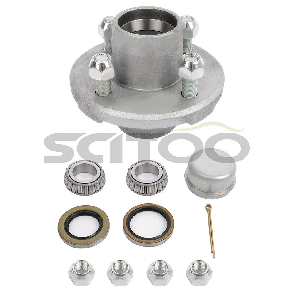 Set of 4 Galvanized Hubs & 1" X 1" Bearings for Boat Trailer (2000lb)