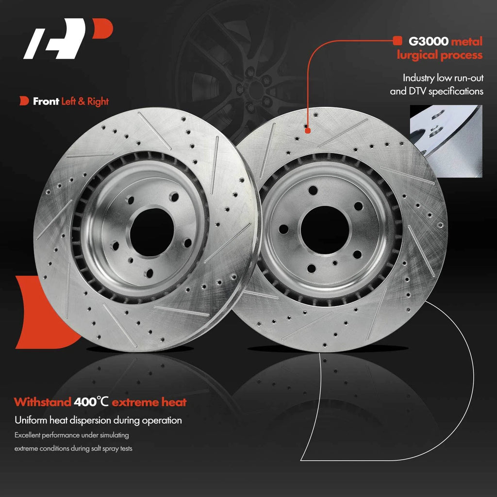Front Drilled Brake Rotors & Ceramic Pads for Nissan 350Z (2003–2008)