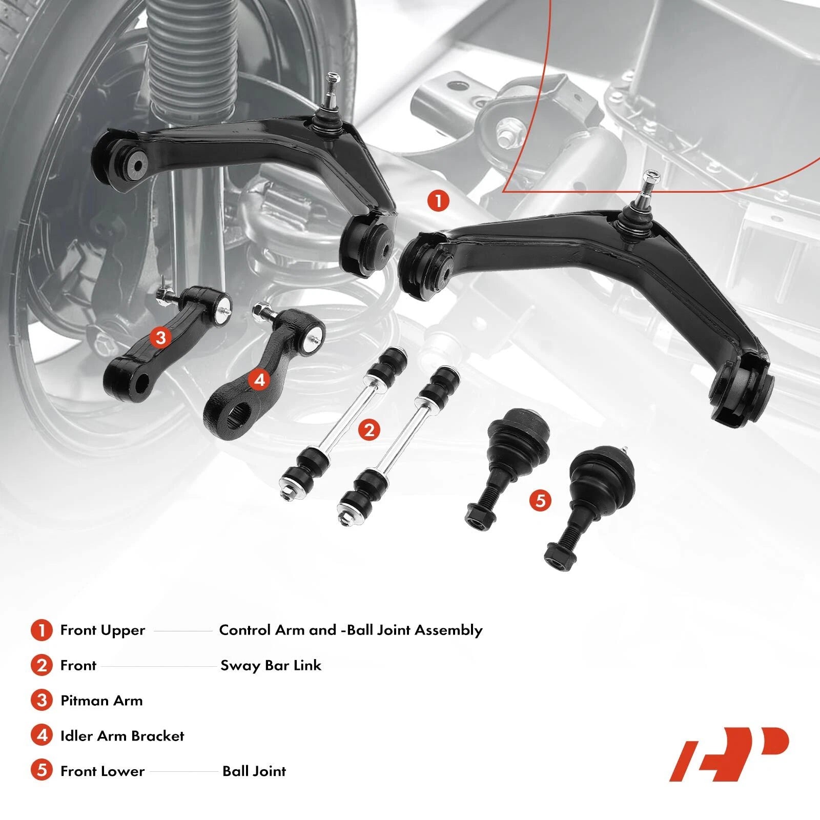 8x Front Upper Control Arm Ball Joint Sway Bar for Chevy GMC Hummer