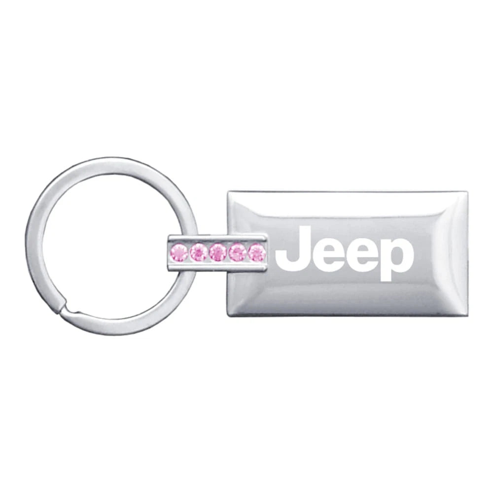 Pink Jeweled Rectangular Keychain - Officially Licensed for Jeep