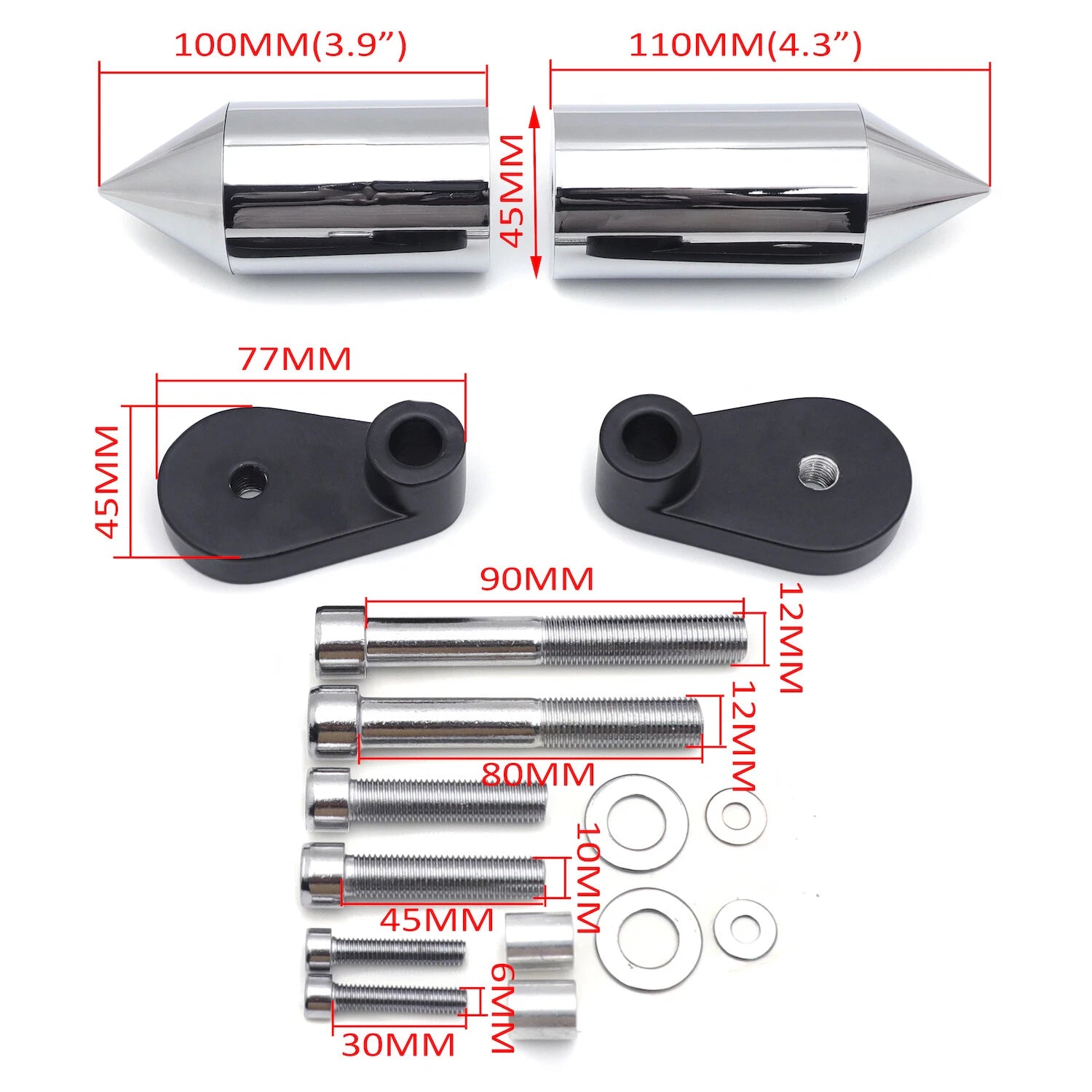 Chrome Spike Frame Slider for Honda CBR1000RR (2006–2016)