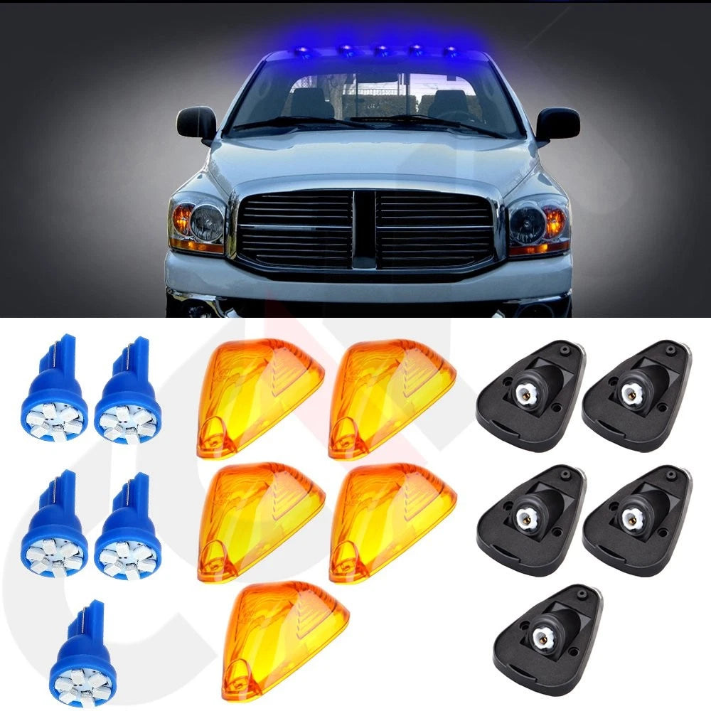 Set of 5 Amber Cab Marker Clearance Light Lens & T10 12V LED for Ford F-350 (1999–2016)