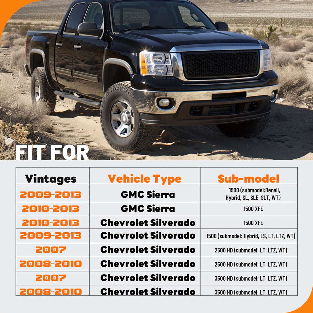 Gloss Black Front Bumper Face Bar for Chevy Silverado 1500 (2007–2013)