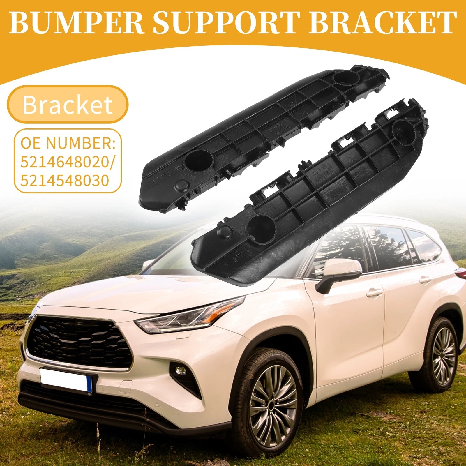 Set of 2 LH RH Front Bumper Support Brackets for Toyota Highlander (2008–2010)