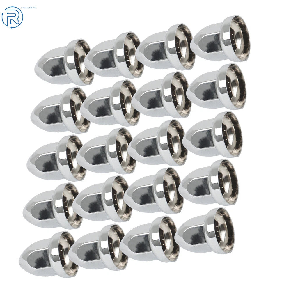 Set of 20 Chrome Lug Nut Covers for Semi Truck (Push-On, 33mm)