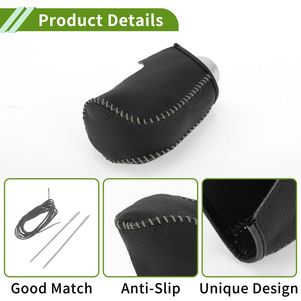 Gear Shift Knob Cover for Mazda 3 (2014–2018) Pebbled Black Grey Faux Leather