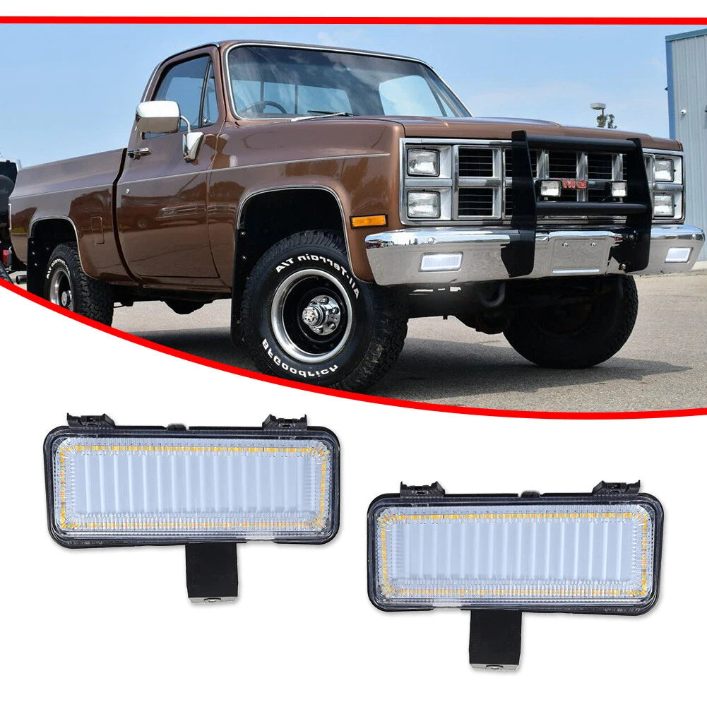 Clear Switchback LED Park Turn Signal Lights for Chevy GMC PU Blazer Jimmy (1981–1982)