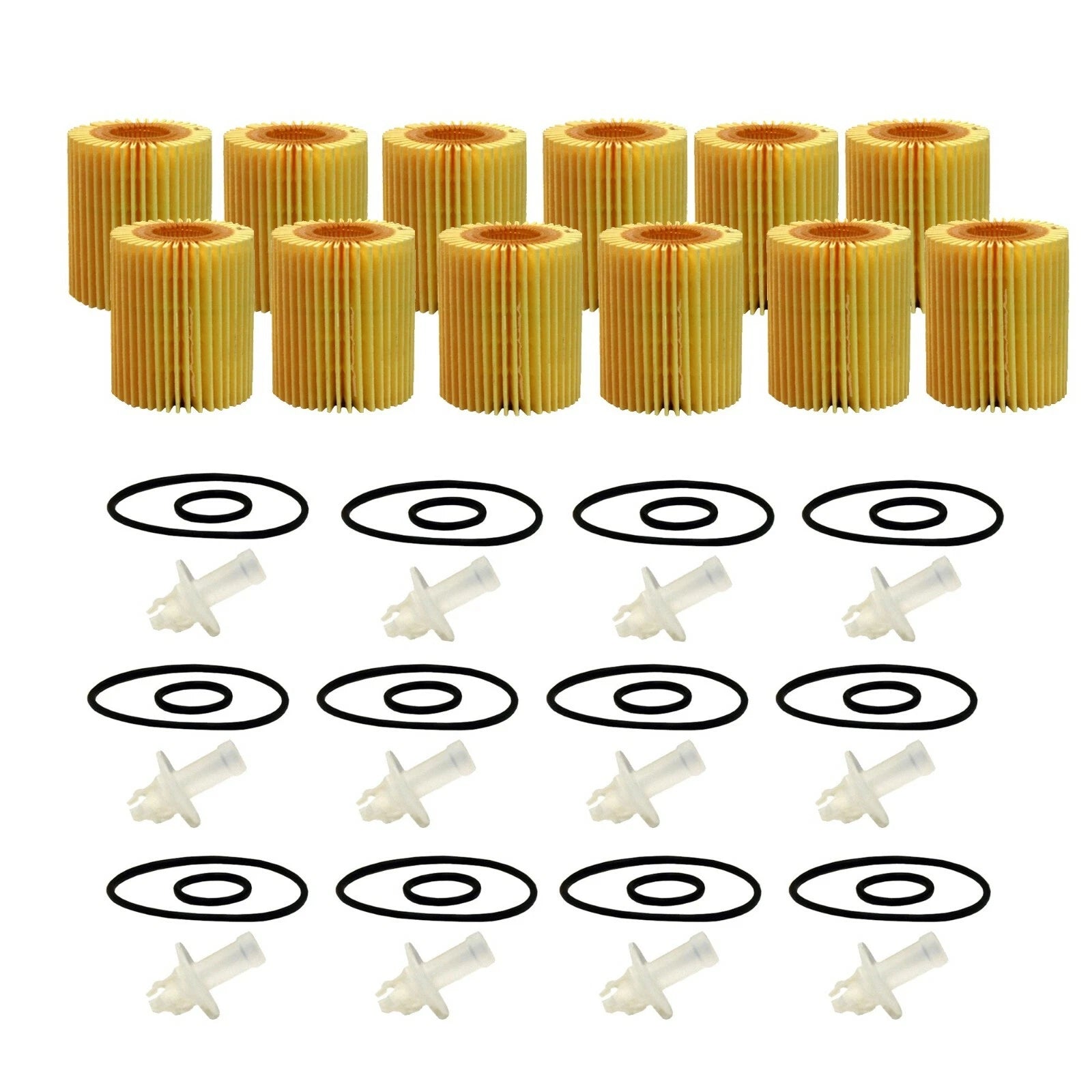 Set of 12 Engine Oil Filters for Lexus Toyota (Metal Free)