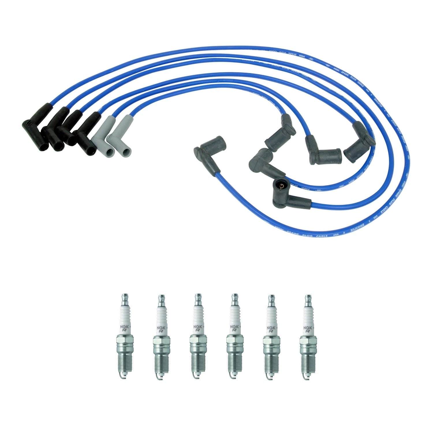 NGK Wire Set & 6 V-Power Spark Plugs for Mazda B3000 (2001)