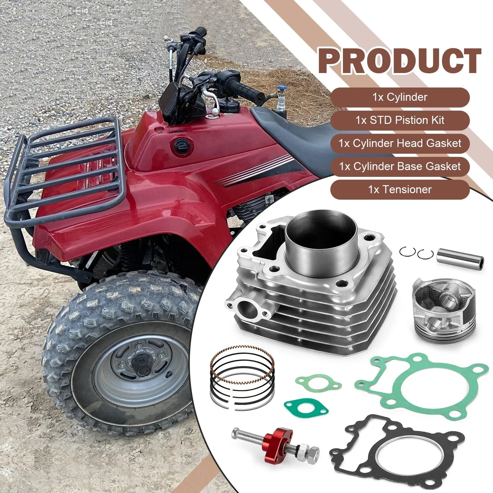 Cylinder Piston Gasket Tensioner Kit for Kawasaki Bayou 250 (2003–2011)