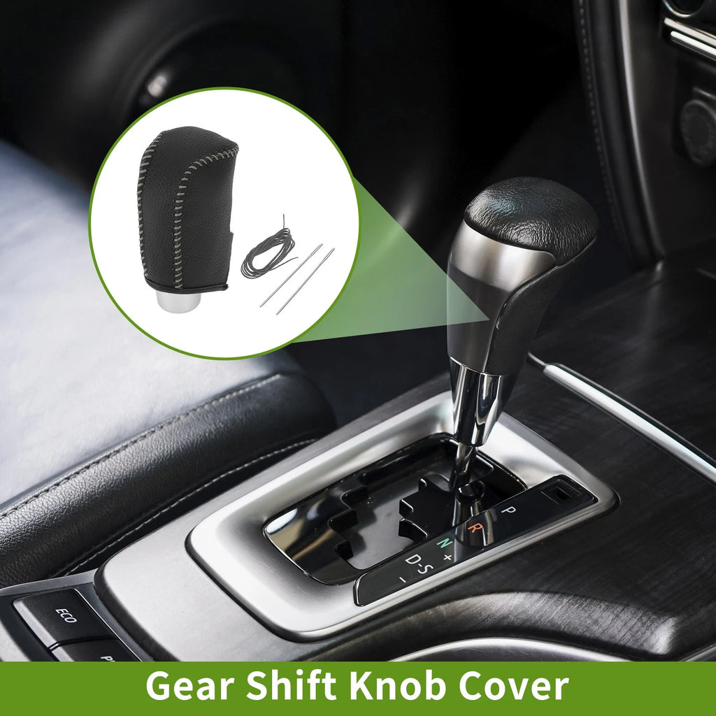 Gear Shift Knob Cover for Mazda 3 (2014–2018) Pebbled Black Grey Faux Leather